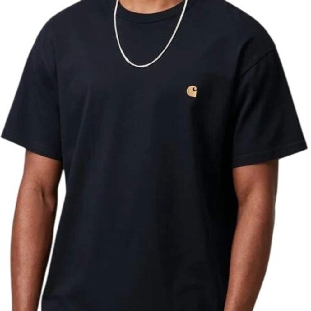 Carhartt WIP Chase T-Shirt XXL Black Gold Embroidered Logo Premium Streetwear‎